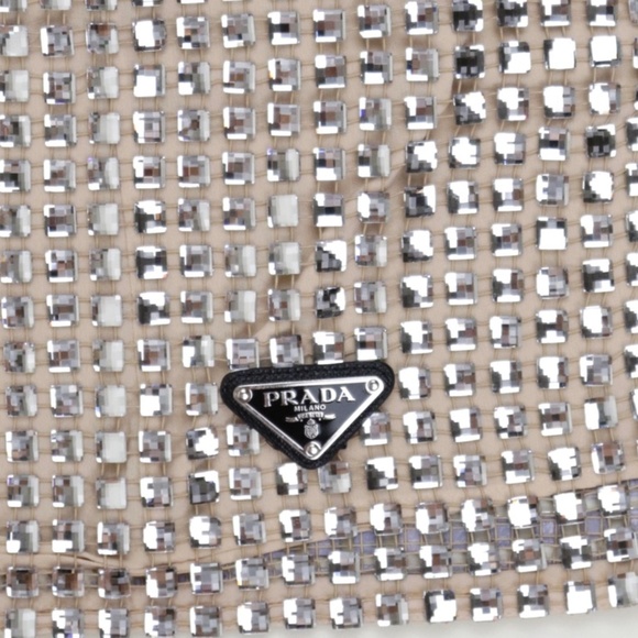 Prada Embellished Crystal Sequin Silver Mirrored Mini Skirt - Picture 4 of 9